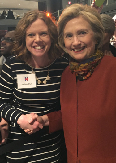 December 2015: Melissa with Hillary Clinton.